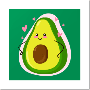 Cute Avocado Cartoon Drawing Posters and Art